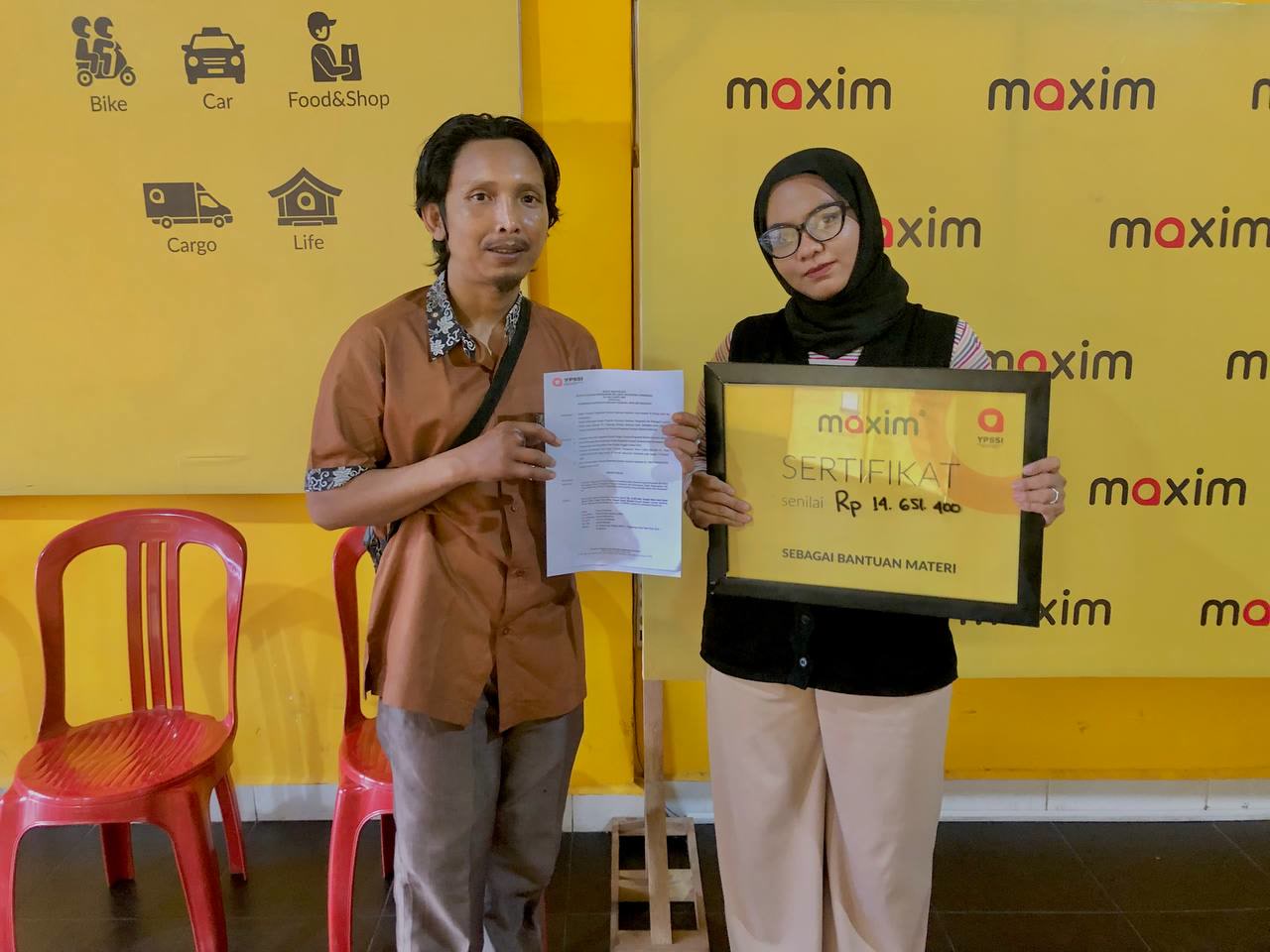 ​YPSSI Berikan Total Santunan Sebesar Rp29.000.000 Kepada Pengemudi Maxim Di Pekanbaru